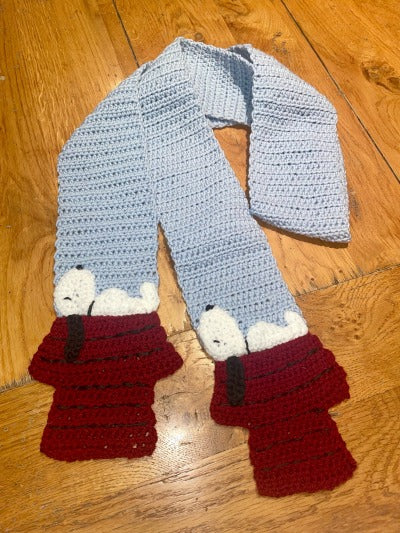 Hand-knitted cute puppy scarf