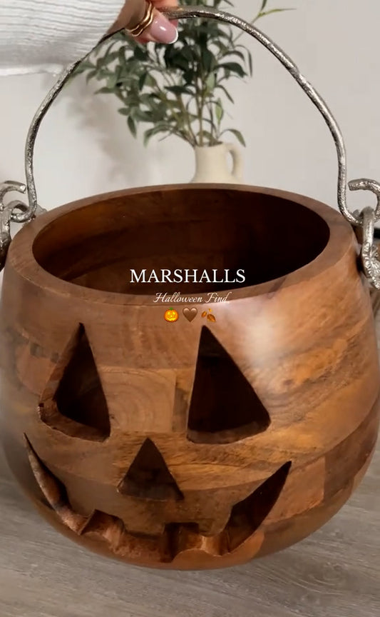 Halloween wooden pumpkin bucket
