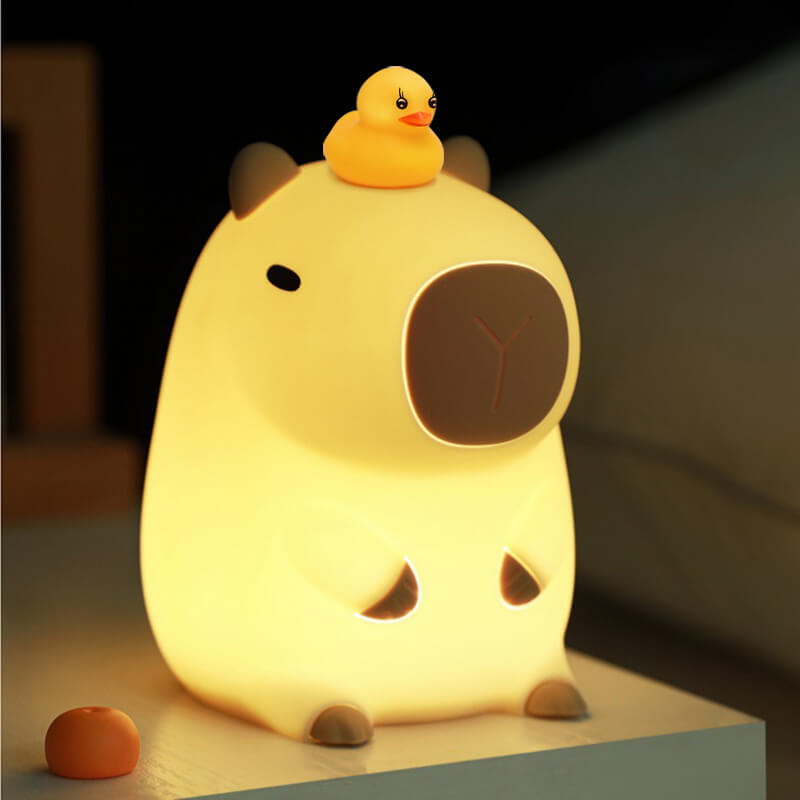 Capybara with Duck Squishy Night Light For Gift LED USB Rechargeable Capybara Lamp