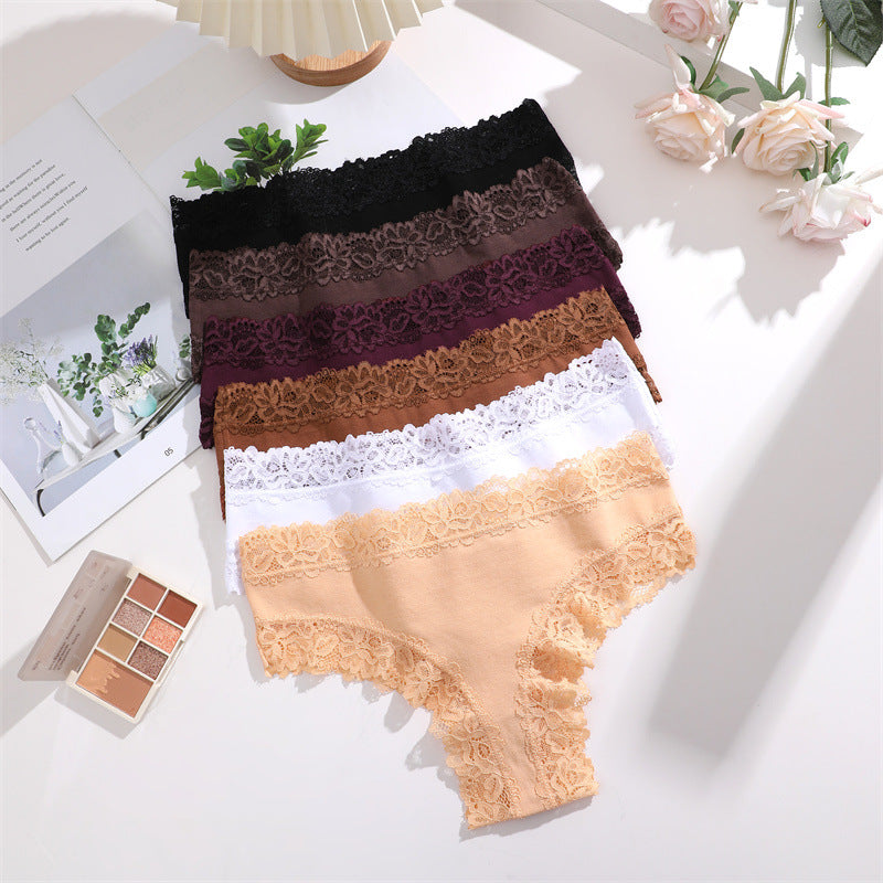 Women's high-quality pure cotton lace panties