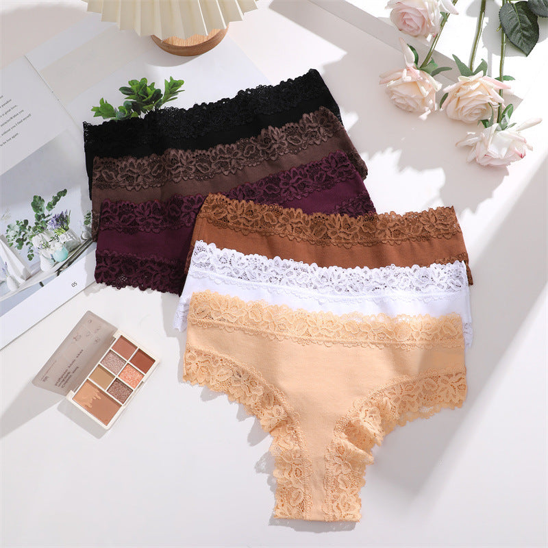Women's high-quality pure cotton lace panties