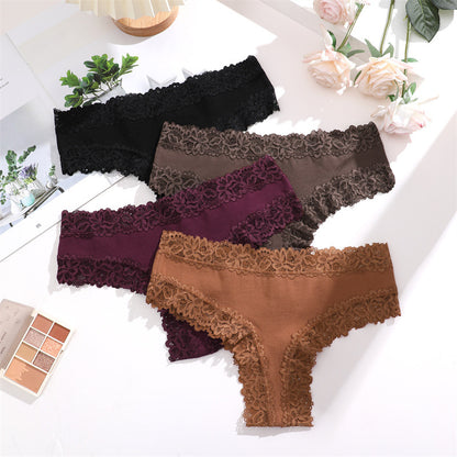 Women's high-quality pure cotton lace panties