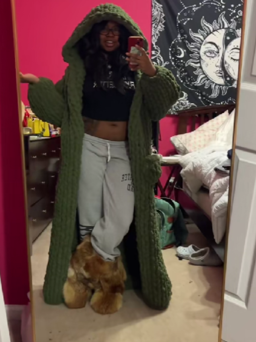 Hooded Knitted Long Coat