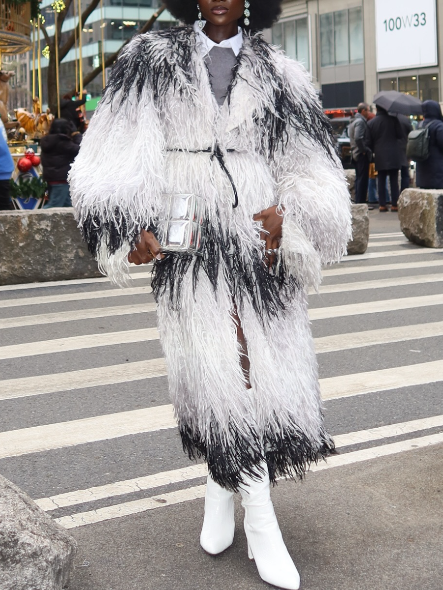 Faux Fur Tassel Long Coat