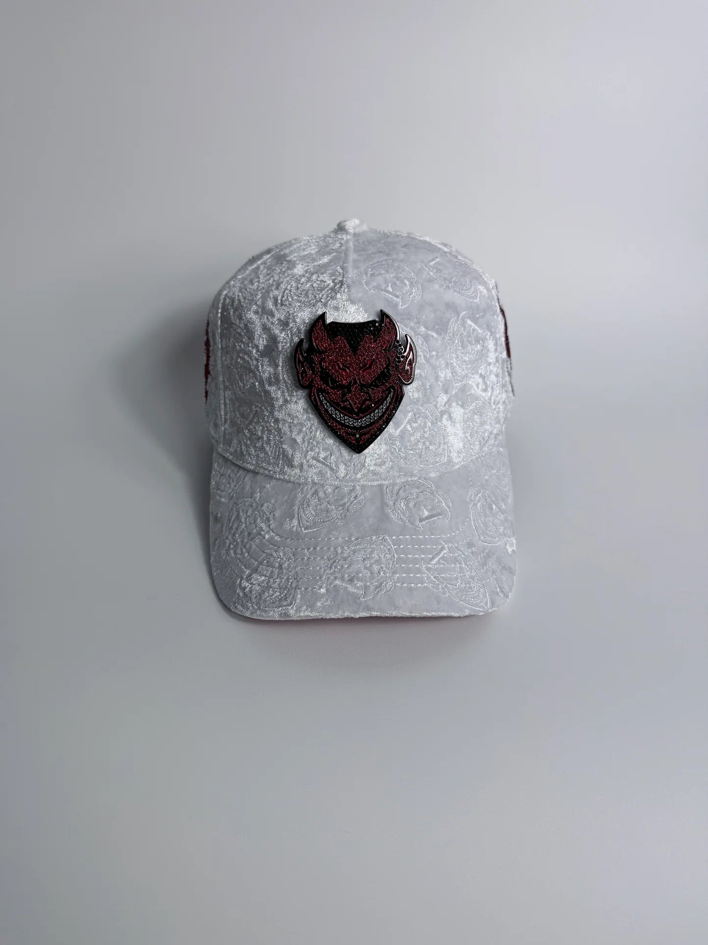 White velvet baseball cap