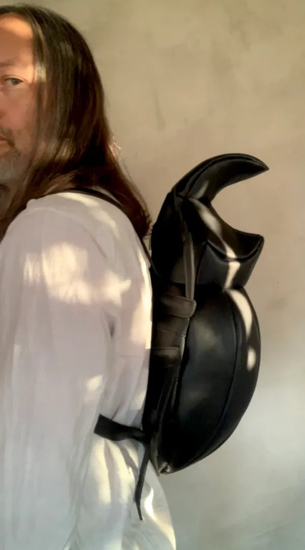 Handmade Rhinoceros Beetle Leather Backpack