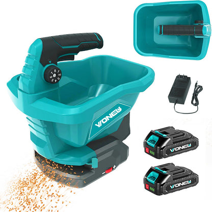 Lithium-ion battery-powered seeder, handheld salt spreader