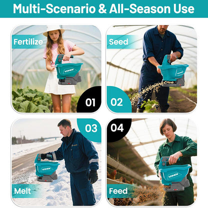 Lithium-ion battery-powered seeder, handheld salt spreader