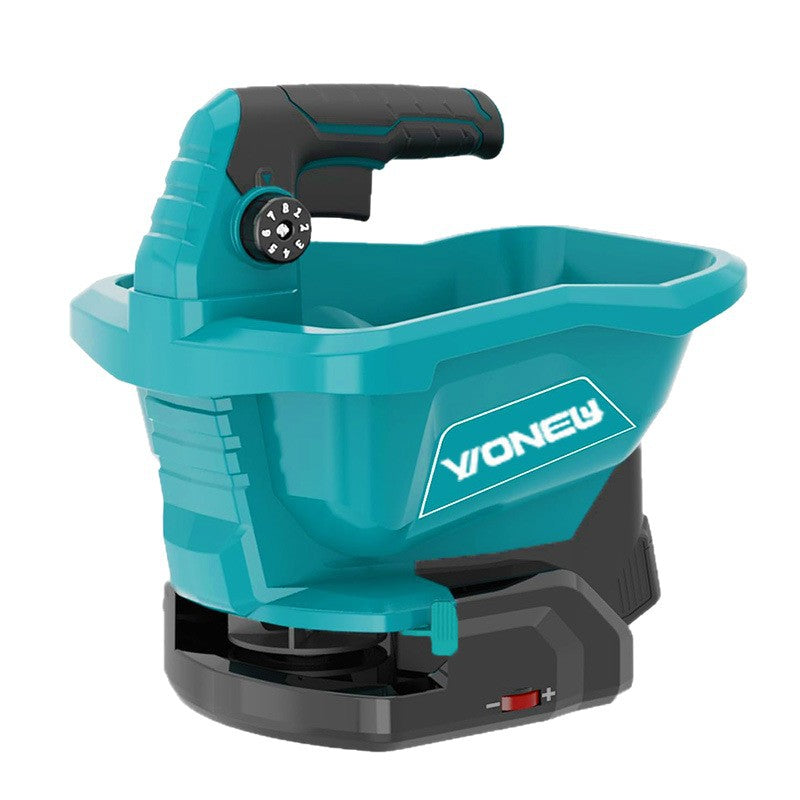 Lithium-ion battery-powered seeder, handheld salt spreader
