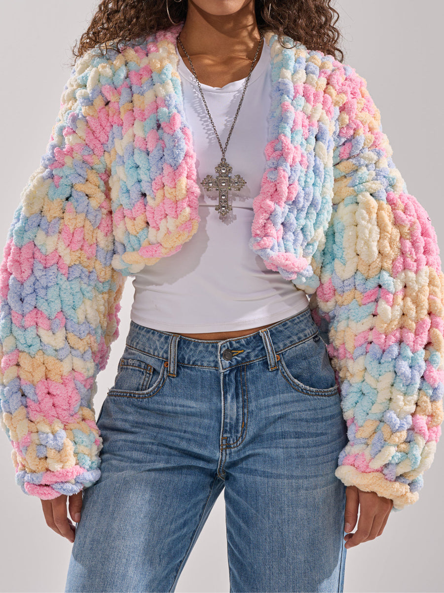 Fashion Chunky Chenille Knitted Cardigan