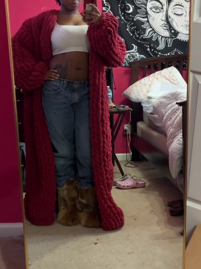 Hooded Knitted Long Coat