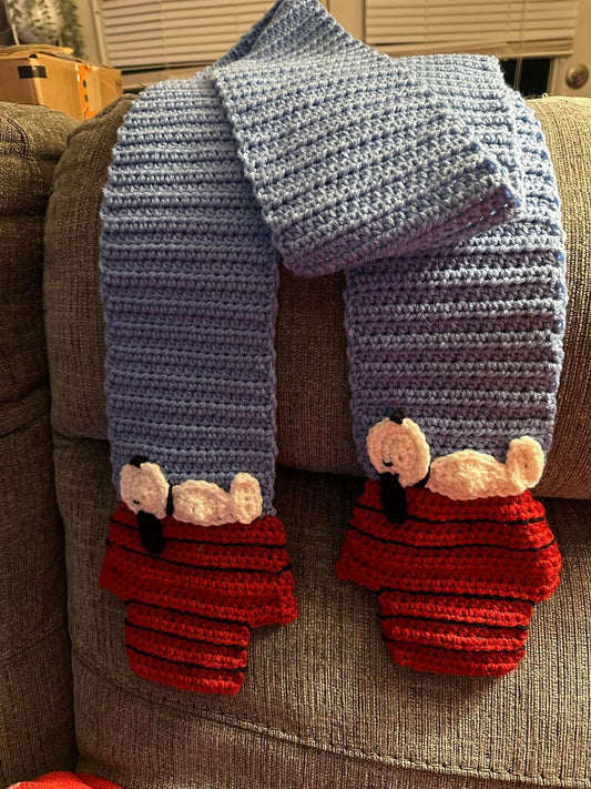 Hand-knitted cute puppy scarf