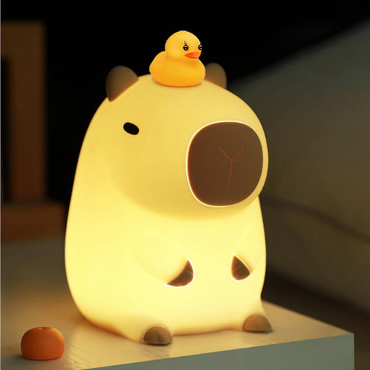 Capybara with Duck Squishy Night Light For Gift LED USB Rechargeable Capybara Lamp