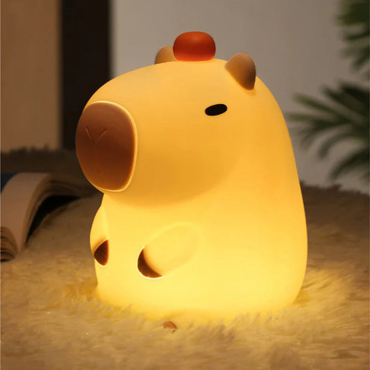 Orange Capybara Squishy Silicone LED Night Light - Perfect Gift for Kids and Girls