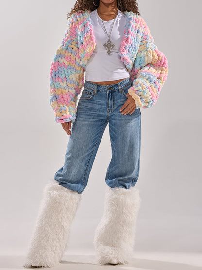 Fashion Chunky Chenille Knitted Cardigan