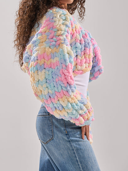 Fashion Chunky Chenille Knitted Cardigan