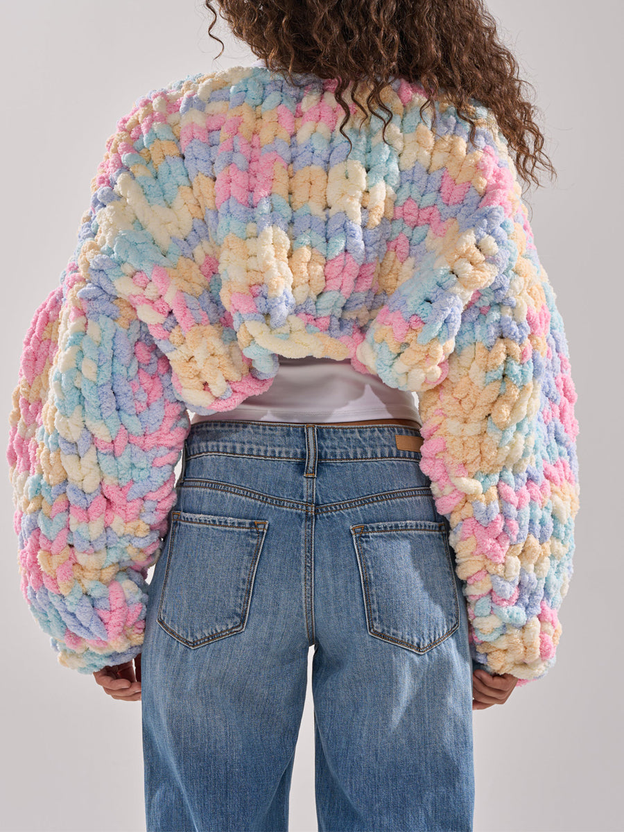 Fashion Chunky Chenille Knitted Cardigan