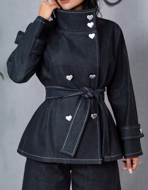 Adorable Stand Collar Denim Jacket