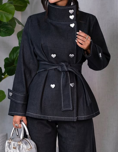 Adorable Stand Collar Denim Jacket