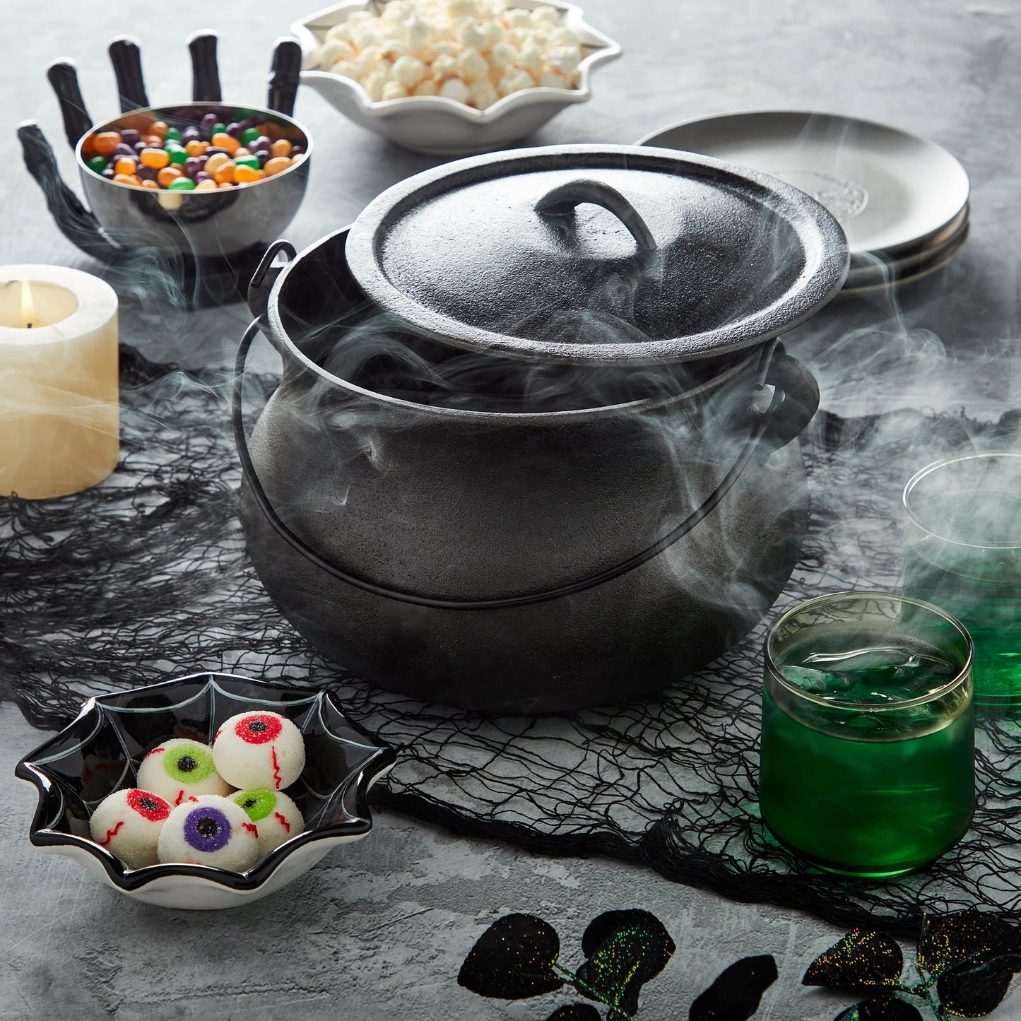 Halloween witch cast iron cauldron