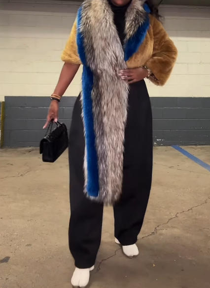 Stylish Faux Fur Cape Jacket