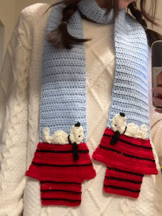 Hand-knitted cute puppy scarf