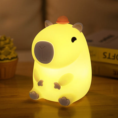 Squishy Silicone Capybara With Hat LED Night Light - Perfect Gift for Kids and Girls