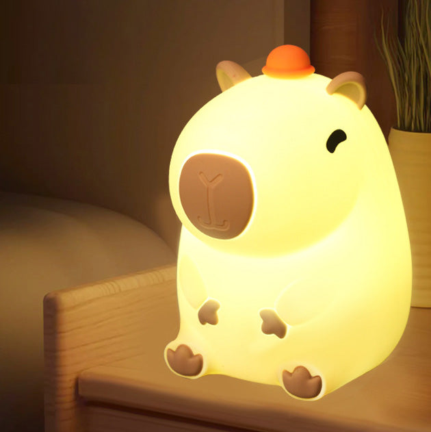 Squishy Silicone Capybara With Hat LED Night Light - Perfect Gift for Kids and Girls