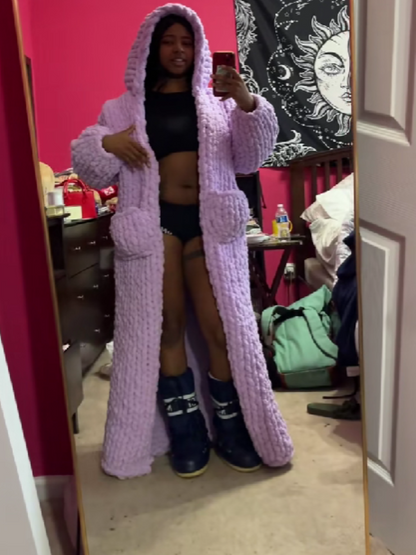 Hooded Knitted Long Coat