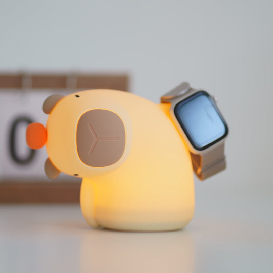 Squishy Silicone Playful Capybara LED Night Light - Perfect Gift for Kids and Girls