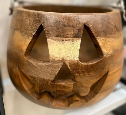Halloween wooden pumpkin bucket