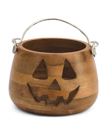 Halloween wooden pumpkin bucket